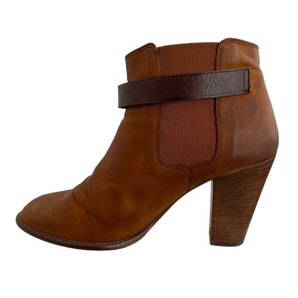 MADEWELL Lonny Leather Ankle Boot 3 1/2 inch Heel in Tan Women's Size 8 - Picture 3 of 11